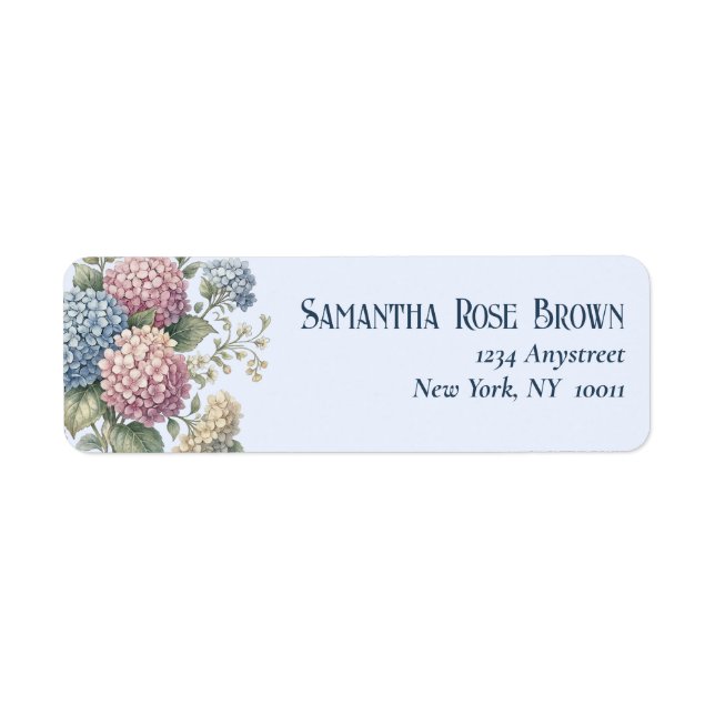 Étiquette d'adresse de retour Fleurs d'hortensia b (Devant)