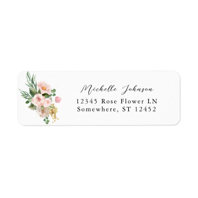 Étiquette d'adresse de retour Fleurs Florales et C (Devant)