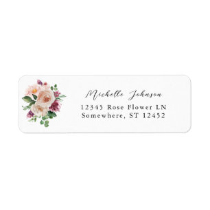 Étiquette d'adresse de retour Fleurs Florales et C