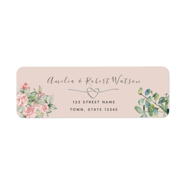 Étiquette d'adresse de retour Fleurs rose saumon (Devant)