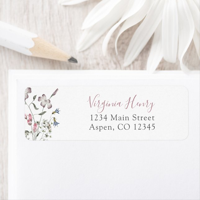 Étiquette d'adresse de retour Fleurs sauvages past (Pastel Wildflowers Return Address Label by Painted Paperie
)