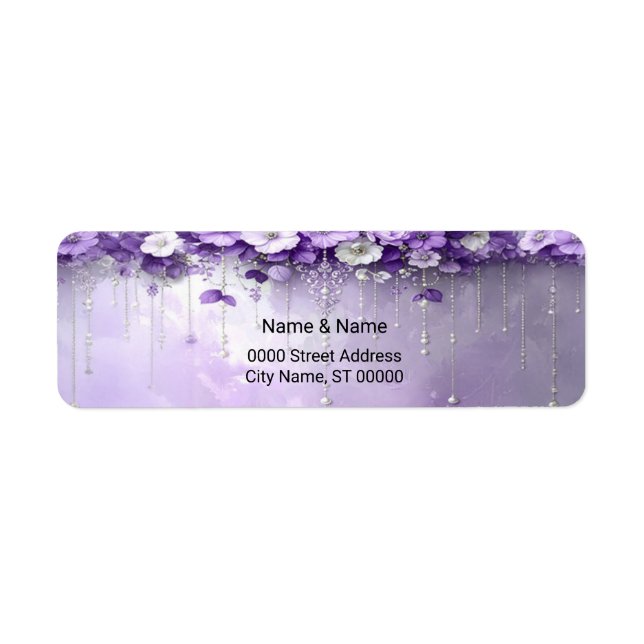 Étiquette d'adresse de retour Fleurs Violettes (Devant)