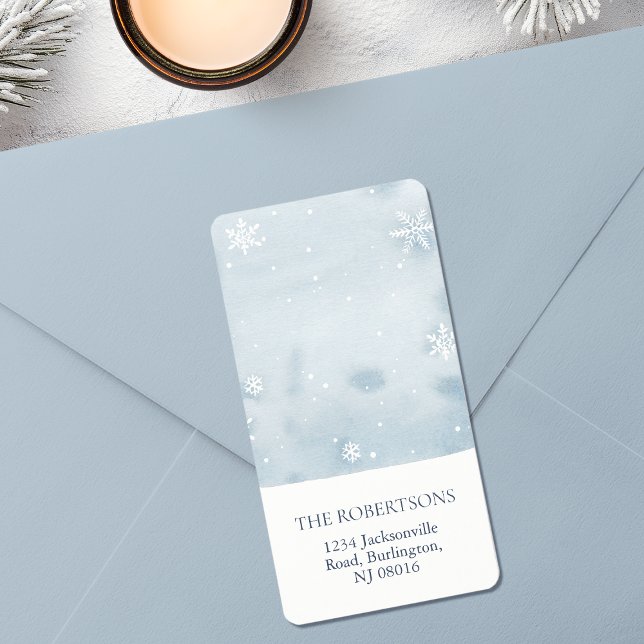 Étiquette d'adresse de retour Flocon de neige bleu (Créateur téléchargé)