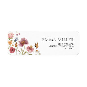 Étiquette d'adresse de retour Floral
