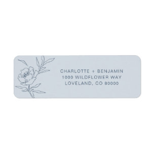 Étiquette d'adresse de retour Floral bleu