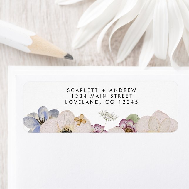 Étiquette d'adresse de retour floral boho (Boho Modern Floral Return Address Label by Painted Paperie
)