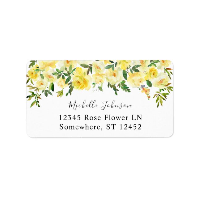 Étiquette d'adresse de retour Floral Jaune 2 (Devant)