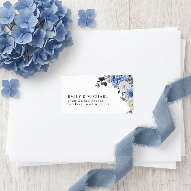 Étiquette d'adresse de retour florale aquarelle bl (Créateur téléchargé)