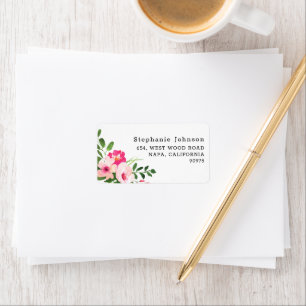 Étiquette d'adresse de retour florale aquarelle ro