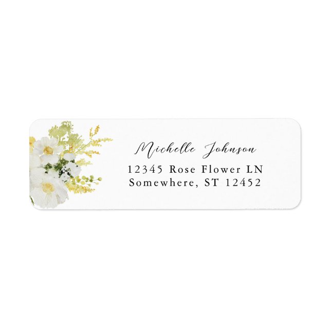 Étiquette d'adresse de retour florale blanche et j (Devant)