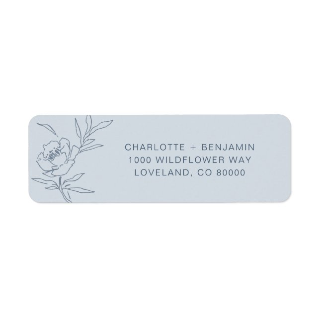 Étiquette d'adresse de retour florale bleue (Devant)