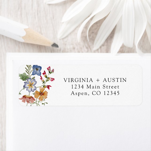 Étiquette d'adresse de retour florale colorée (Colorful Floral Return Address Label by Painted Paperie
)