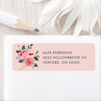 Étiquette d'adresse de retour florale élégante