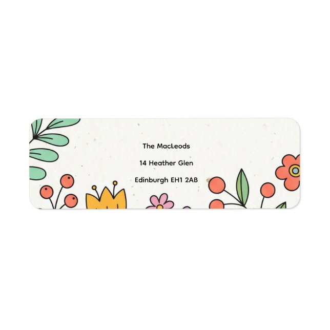 Étiquette d'adresse de retour florale folklorique  (Devant)