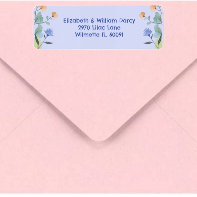 Étiquette d'adresse de retour florale jaune et per (Créateur téléchargé)