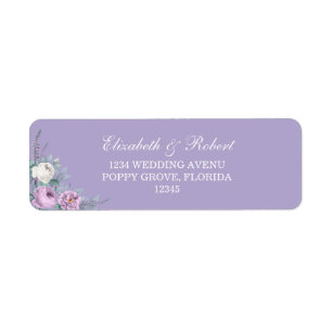 Étiquette d'adresse de retour florale lavande viol