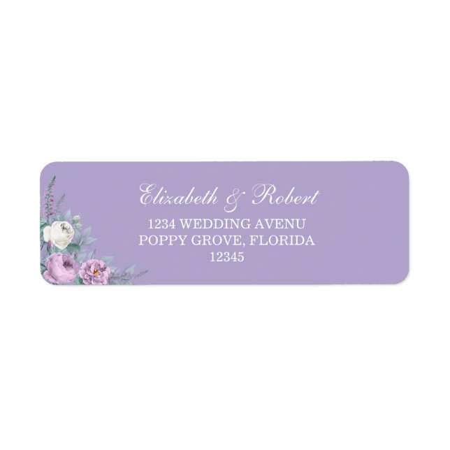 Étiquette d'adresse de retour florale lavande viol (Devant)