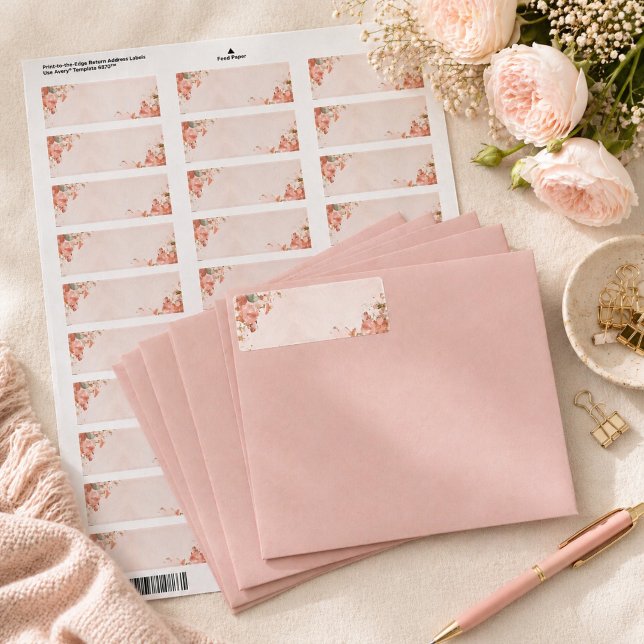 Étiquette d'adresse de retour florale romantique a (Créateur téléchargé)