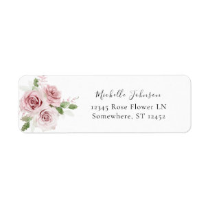 Étiquette d'adresse de retour florale rose