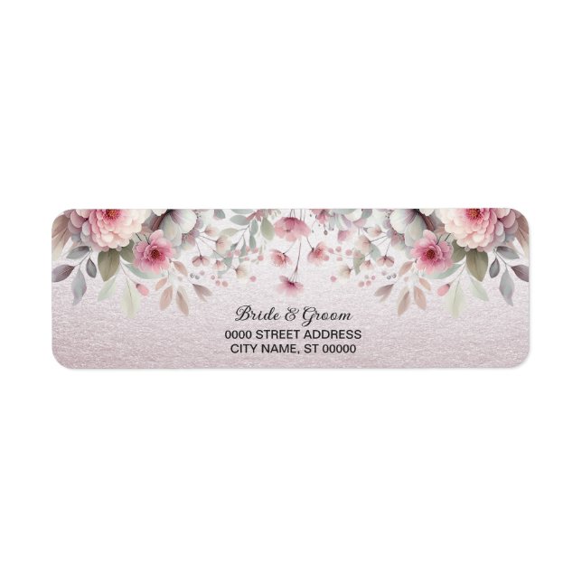 Étiquette d'adresse de retour Florale Rose Blanc M (Devant)