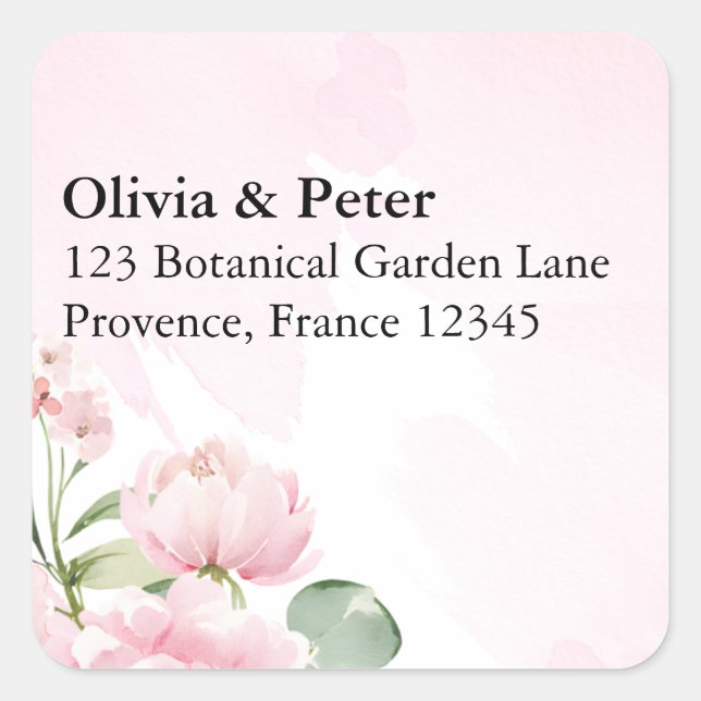 Étiquette d'adresse de retour florale rose blush (Devant)