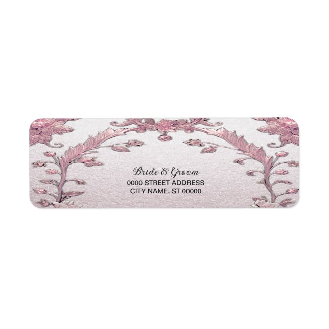 Étiquette d'adresse de retour florale rose unique (Devant)