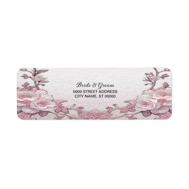 Étiquette d'adresse de retour florale rose unique (Devant)