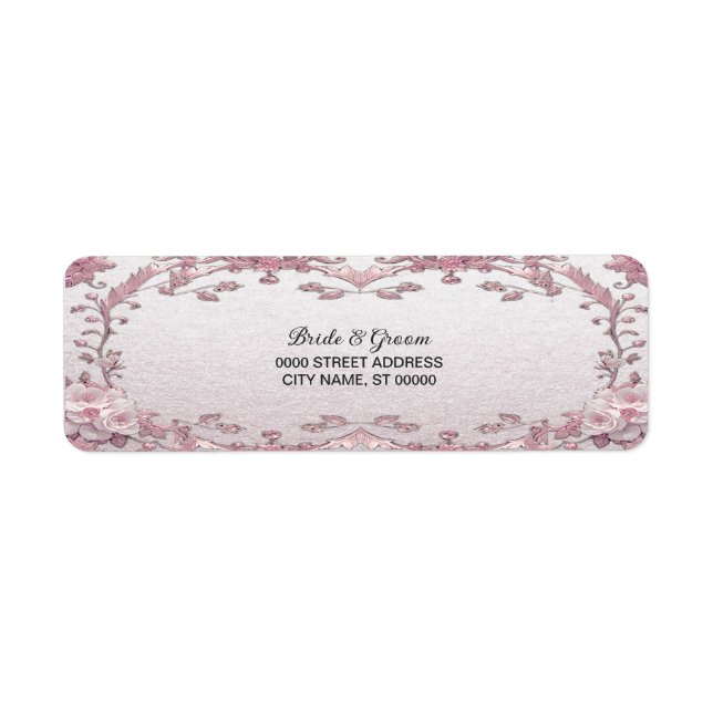 Étiquette d'adresse de retour florale rose unique (Devant)