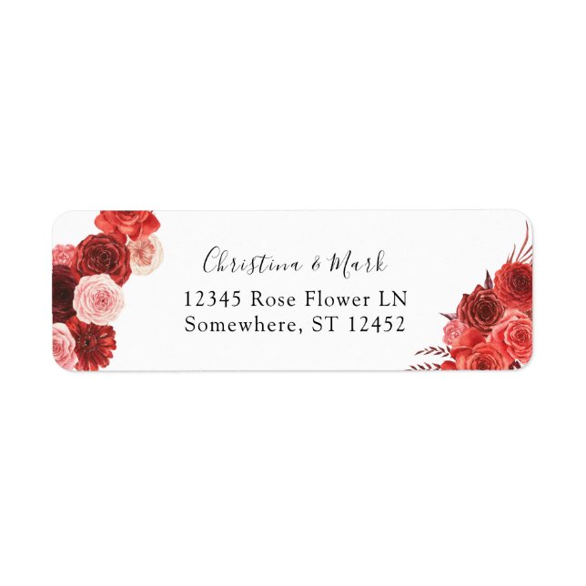 Étiquette d'adresse de retour florale rouge 2 (Devant)