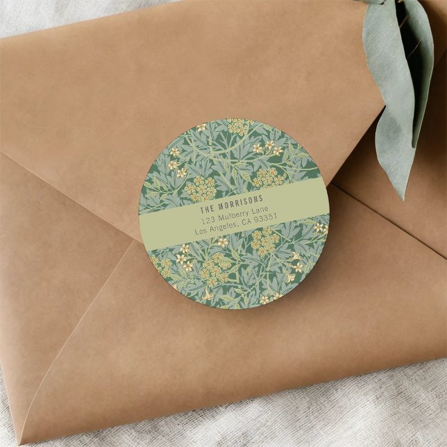 Étiquette d'adresse de retour Florale Verte Élégan (Créateur téléchargé)