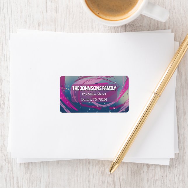 Étiquette d'adresse de retour Fuchsia & Rose tendr (En situation)