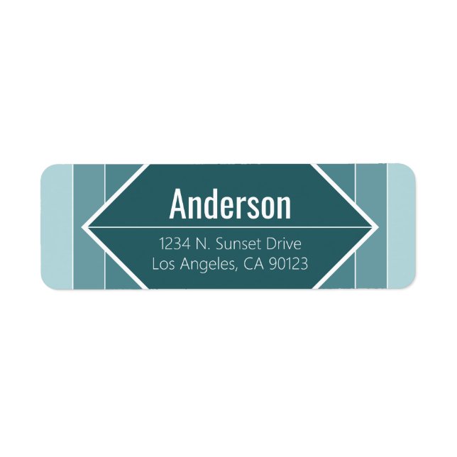 Étiquette d'adresse de retour géométrique vert gri (Devant)