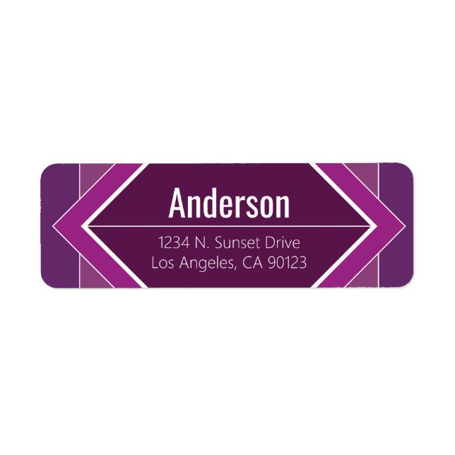 Étiquette d'adresse de retour géométrique violet m (Devant)