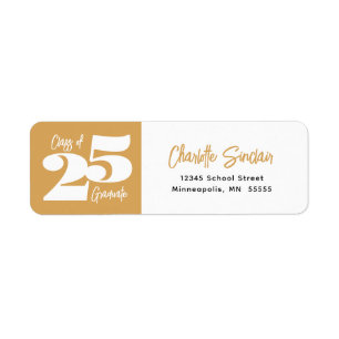 Étiquette d'adresse de retour Gold Bold 2025 Gradu