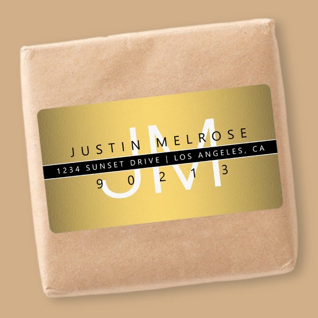 Étiquette d'adresse de retour Gold Look contempora (Créateur téléchargé)