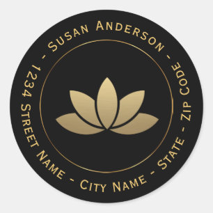 Étiquette d'adresse de retour Gold Lotus