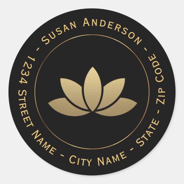 Étiquette d'adresse de retour Gold Lotus (Devant)