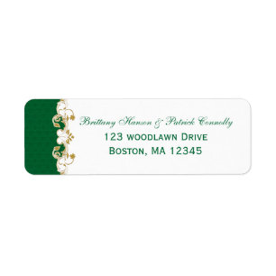 Étiquette d'adresse de retour Green White Gold Sol