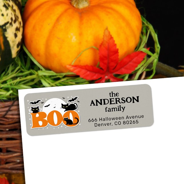 Étiquette d'adresse de retour Halloween Chats et C (🦇🎃 Spookify Your Mail: Halloween Return Address Labels! 👻)