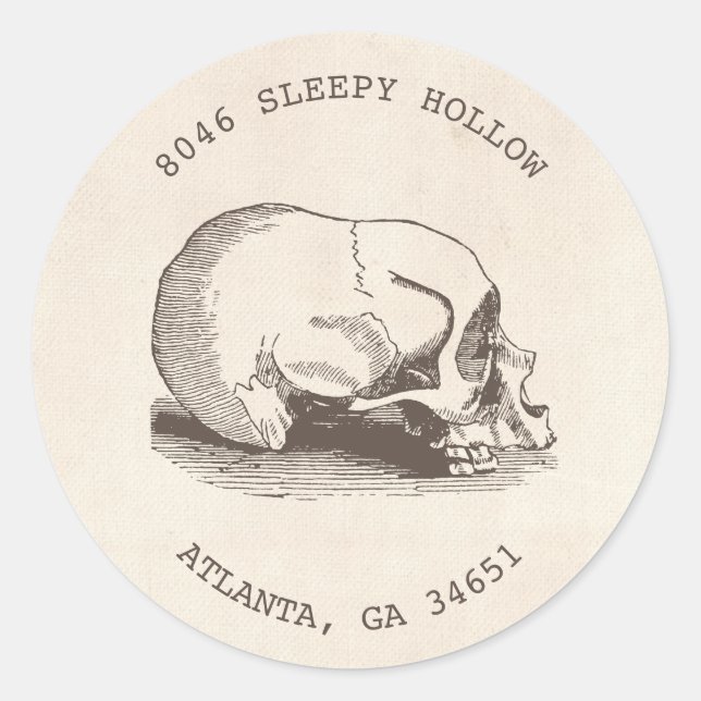 Étiquette d'adresse de retour Halloween crâne vint (Devant)