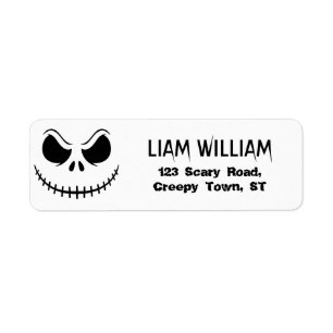 Étiquette d'adresse de retour Halloween visage squ