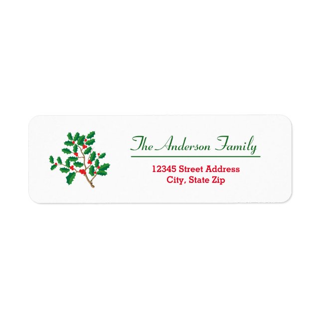 Étiquette d'adresse de retour - Holly (Devant)