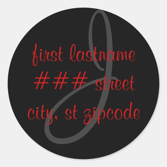 Étiquette d'adresse de retour J monogramme - infor (Devant)