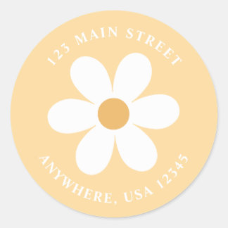 Étiquette d'adresse de retour jaune marguerite rét