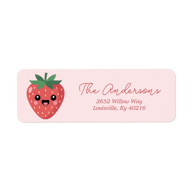 Étiquette d'adresse de retour Kawai fraise (Devant)