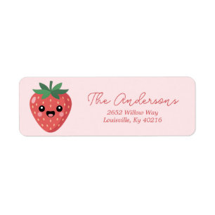 Étiquette d'adresse de retour Kawai Strawberry