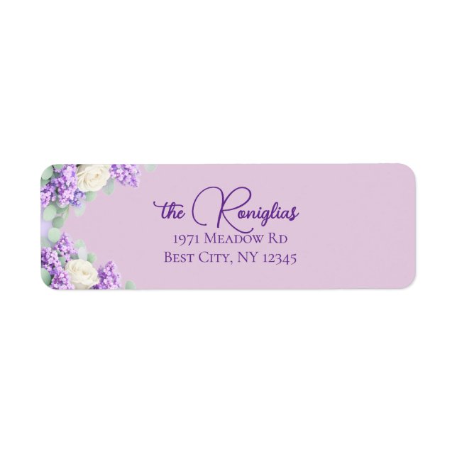 Étiquette d'adresse de retour Lilas et Lavande (Devant)