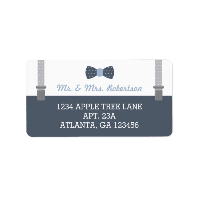 Étiquette d'adresse de retour Little Man, bleu et  (Devant)