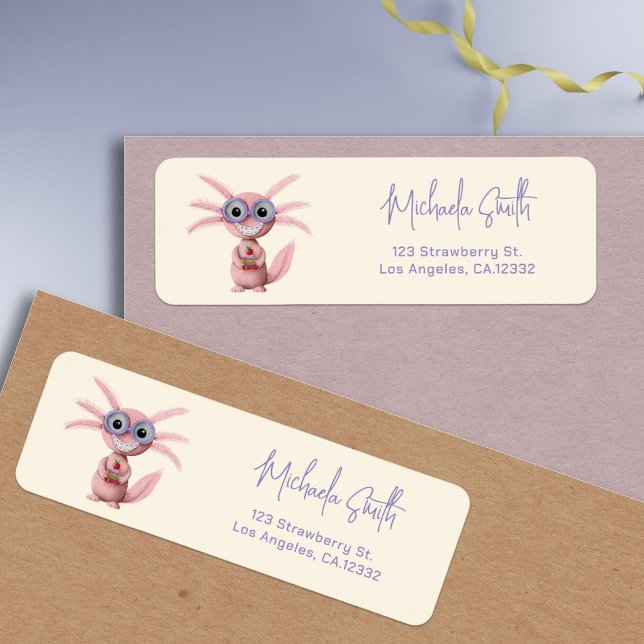 Étiquette d'adresse de retour Lunettes de Axolotl  (Créateur téléchargé)