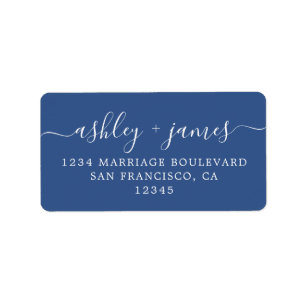 Étiquette d'adresse de retour Mariage bleu classiq